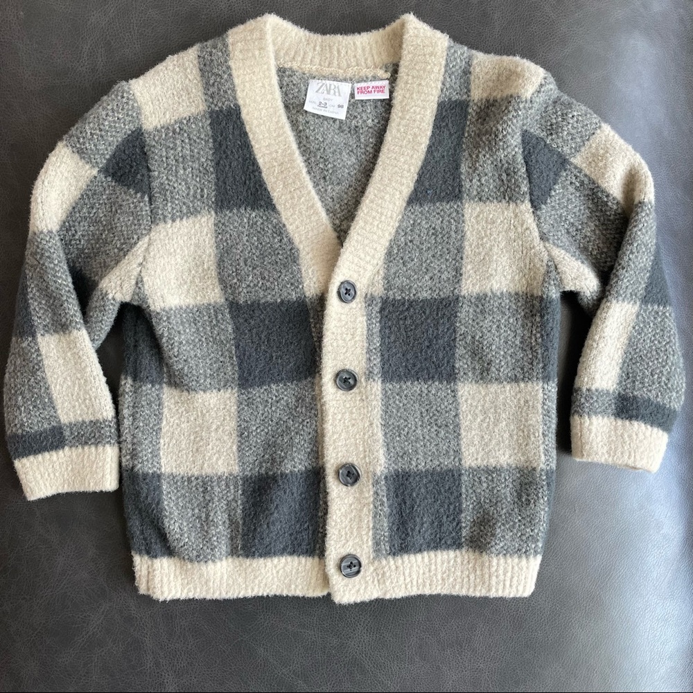 Zara checked fluffy cardigan